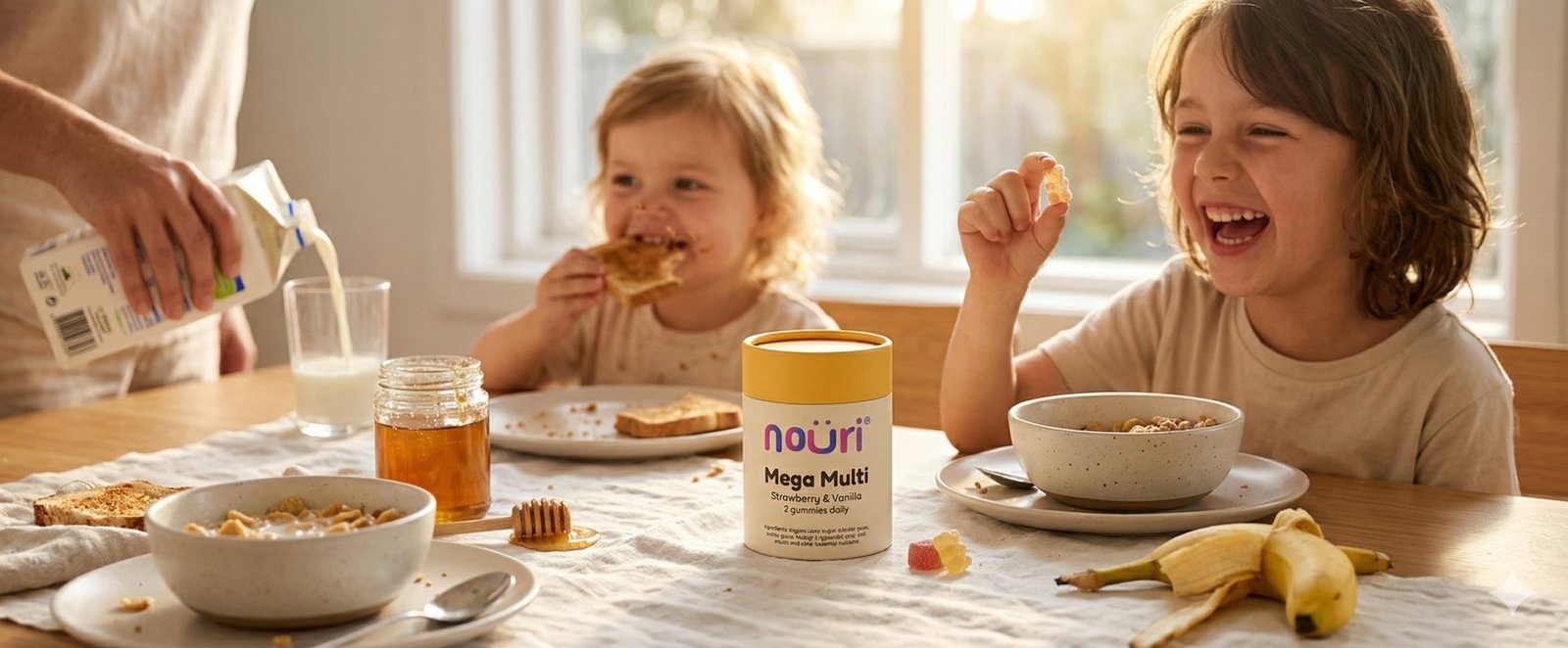 Family breakfast with Nouri gummies